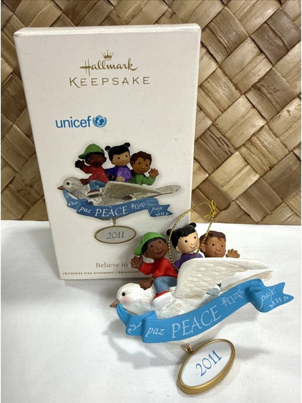Unicef - "Believe in Peace" - Hallmark Keepsake Ornament-New in Box-2011